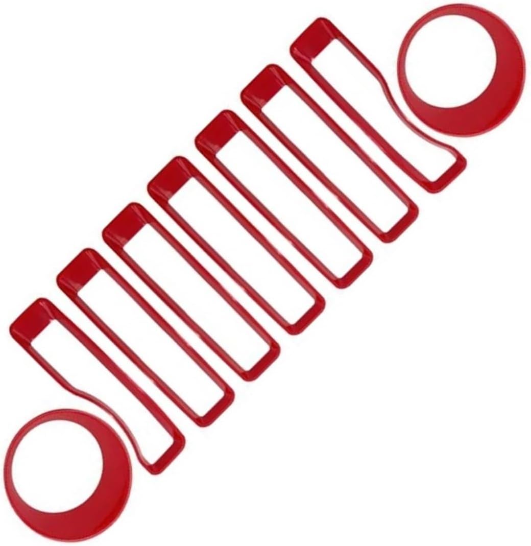 Grille Grill Insert+Headlight Turn Light Cover Trim For Jeep For Wrangler JL 2018-2022 Mesh JL JLU For Jeep For Gladiator JT(Red)(Red)