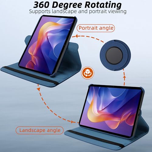Image of TGK 360 Rotatable Smart Flip Cover for Xiaomi Redmi Pad 2 11 inch Tablet Case (Dark Blue)
