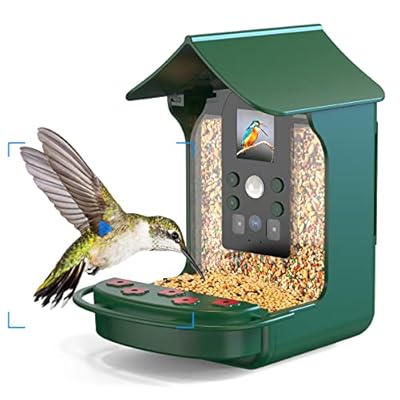 Smart Bird Feeder Camera, Hummingbird Watching Camera with Motion Detection & Auto Capture Bird, 100° Wide Angle & Waterproof 1080P HD Night Vision with 32G Card for Bird Lover