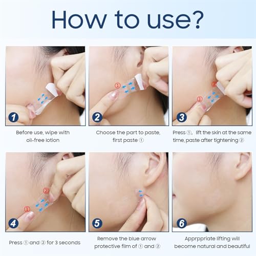 OETUIOW Fita de lifting facial, invisível, fitas respiráveis para levantar a pele flácida, esconder