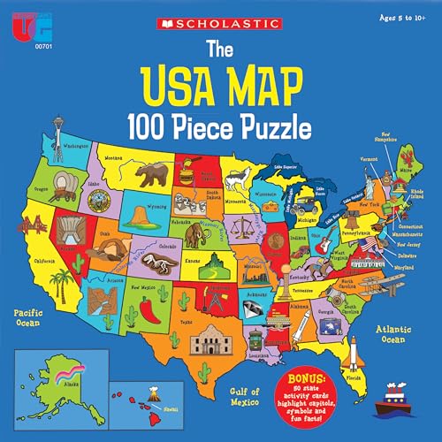 Image of University Games, Scholastic Race Across the USA Board Game , Geography Learning Game for Kids and Families, for 2 to 4 Players Ages 8 and Up