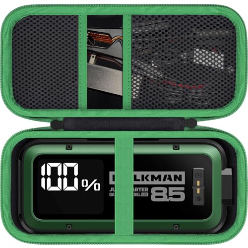 Aenllosi for HULKMAN Alpha85/Alpha85S/Alpha Pro Jump Starter Hard Carrying Case, Black+Green (Case Only)