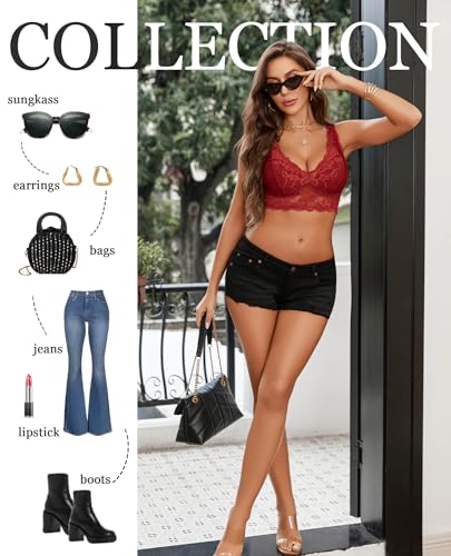 Image of Avidlove Bralettes for Women Lace Bra Non Padded Longline Bralette Deep V Triangle Sexy Everyday Lingerie Bras