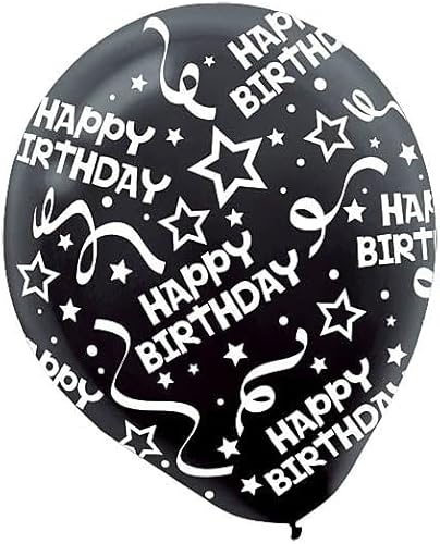 Globos de látex negros con confeti de cumpleaños, paquete de 6, decoración de fiesta