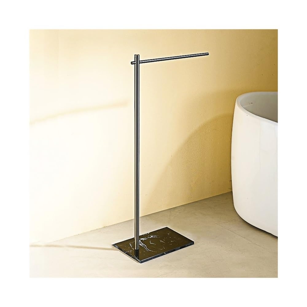 towel rail Bathroom Vertical Floor-standing Marble Towel Rack Hotel Storage Toilet Bar(Gray+Black)