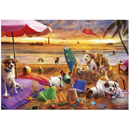 Puzzle EDUCA Chiens Jouant à la Plage 1000 pièces 68 x 48 cm À partir de - vue 3
