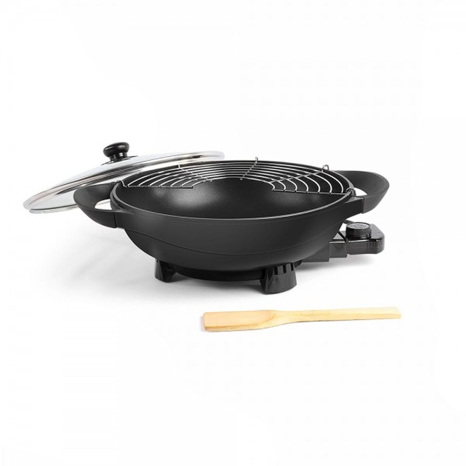 BM TOOLS Wok électrique Livoo DOC128N 4 L, Ø 33,5 cm. Puissance 1 500 W. Revêtement antiadhésif. coloris Noir