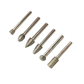 1/4" Shank Coarse Diamond Burr Set 60 Grit Grinding Bits for Stone Engraving, Enlarging Holes in Granite/Ceramic, DIY Grinding