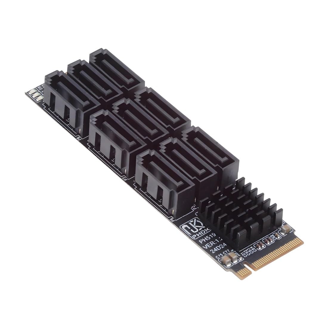 chenyang Adaptador de 9 puertos M.2 a SATA 3.0, PCIe 3.0 a SATA III, adaptador de tarjeta de expansión de 6 Gbps con indicador inteligente