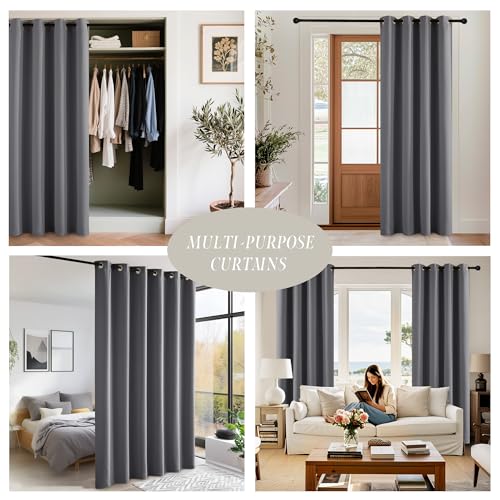 Cortinas opacas térmicas KGORGE gris de 140x210 cm para puerta y salón 4