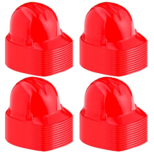 Sumind 48 Packs Construction Party Hats Kids Plastic Worker Helmet Bulk Toy for 3-8 Years Children Dress up Party Supplies(Red)