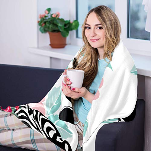 Couverture douce imprimé zèbre et fleurs plaid cocooning idéal lit et canapé - 8