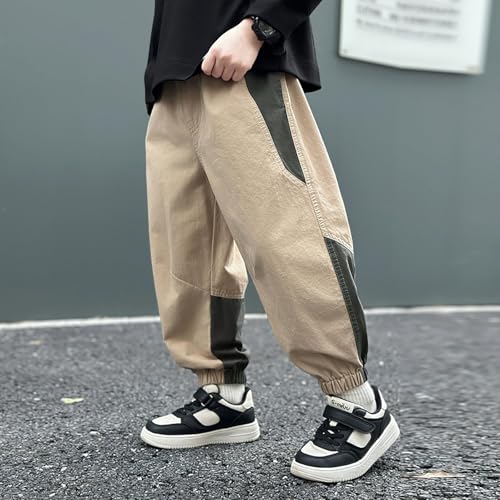 Boys Outdoor Cargo Pants Comfortable Stretch Waist Twill Joggers for Active Kids Everyday Casual Wear3