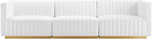 Miniatura 190 de Modway Conjure - Sofá seccional tapizado de terciopelo de alto rendimiento, con canal, silla sin brazos en negro y gris Negro-Gris,Negro