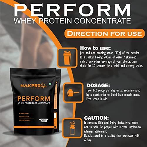Image of NAKPRO NUTRITION Perform Whey Protein Concentrate | 2kg Unflavoured | 26g protein, Trustified Certified