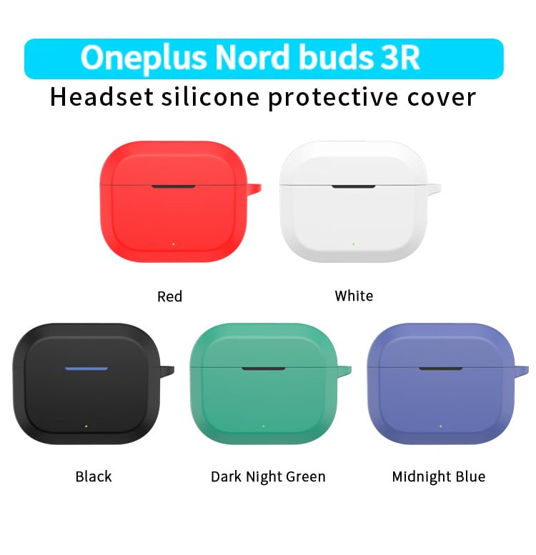 Image of New Silicone Case Compatible with Oneplus Nord Buds 3r (2025), Soft Silicone 360 Full Protection Dust-Proof Shockproof Case Cover with Hook (Cover Only) (Red)