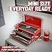 OLY-PRO Mini Toolbox with 2 Drawers and Top Storage, Durable Steel Construction with Ball-Bearing Slides, Multi-Purpose Portable Tool Boxes Case Organizer for Garage, Red