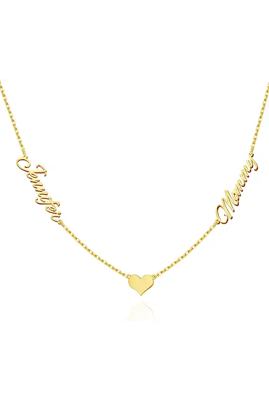 GlisterGlow Name Necklace Personalized with Heart Symbol, 18K...