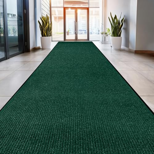 Image of MaxMat Oversized Rubber Door Mat - Heavy Duty, Waterproof, Low-Profile, Easy to Clean, Commercial Floor Mat (4 x 16 Feet, Green, MXM-RIB0316BK)