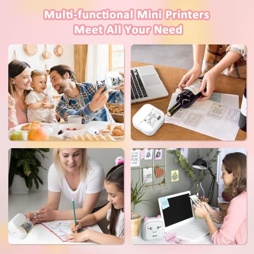 Image of Zeitel Thermal Mini Printer for Students, for Home Use Bluetooth Portable Printer for Mobile Android and iOS, Mini Sticker Printers Machine for Question Bank, Flashcard, Journal, Photos, Notes, Label