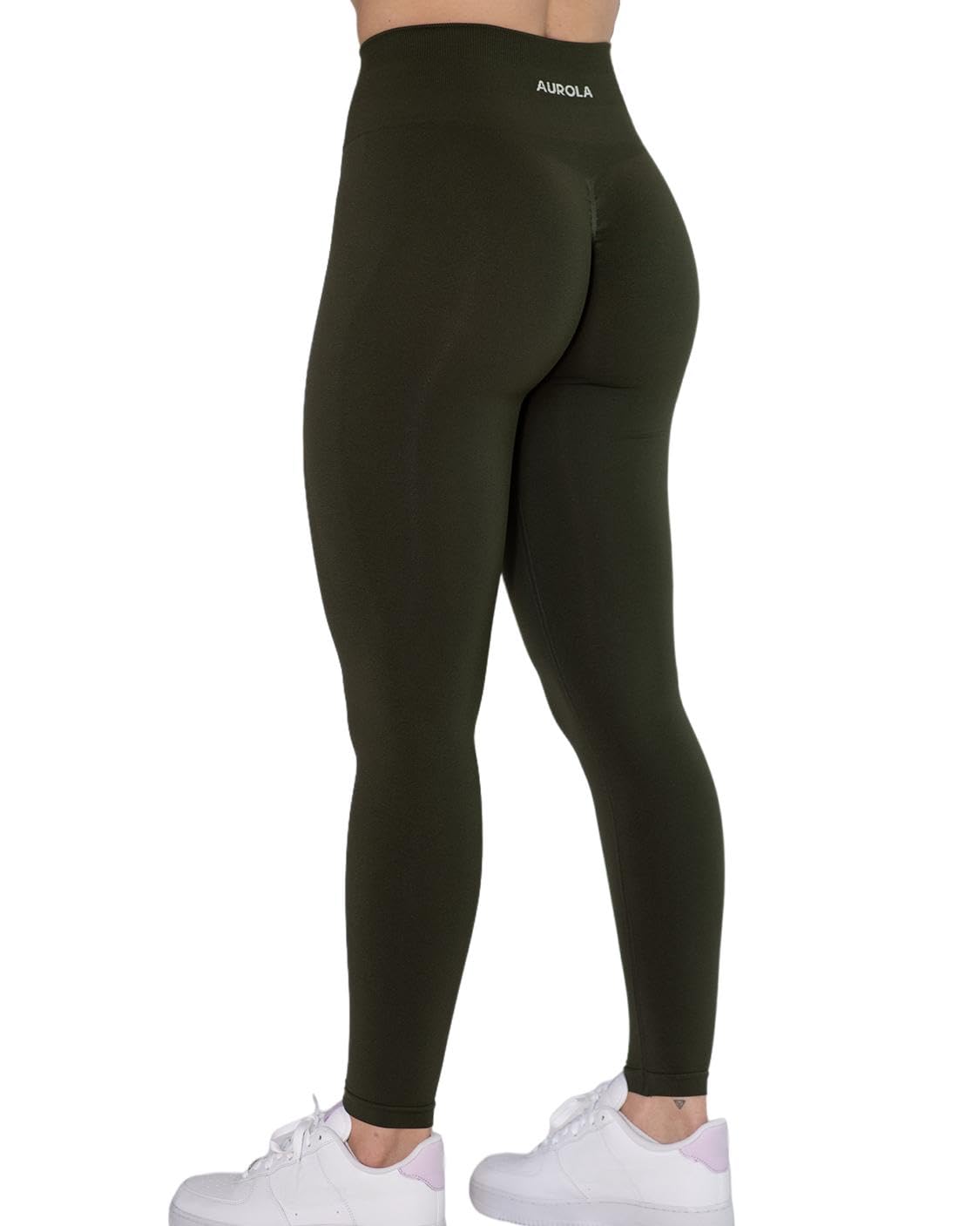 AUROLA Leggings da allenamento da donna senza cuciture, collant elasticizzati, controllo della pancia, palestra, fitness, ragazza, sport, pantaloni attivi da yoga, Cipresso, S