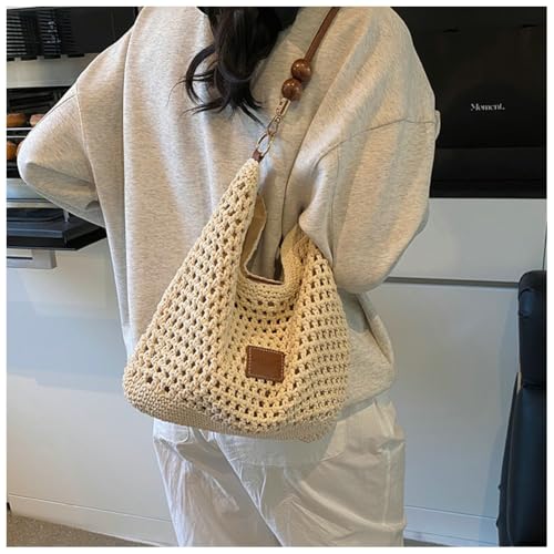 Image of Bohemia Straw Beach Bag Women Macrame Crossbody Purse Shoulder Tote Bag Travel Beach Bag Summer Top-handle Hobo Bags 2025