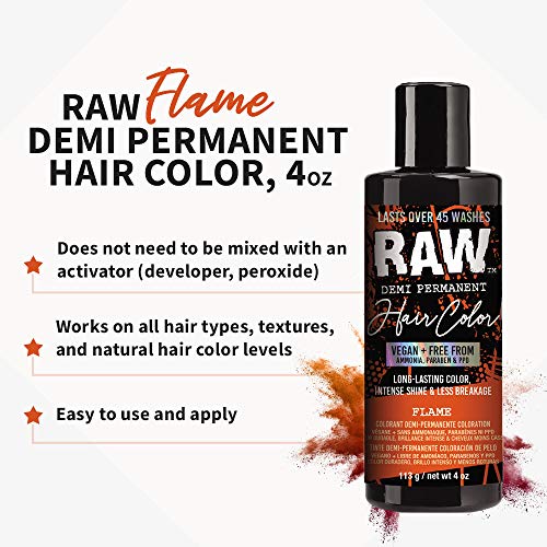 Raw Flame Demi-Permanent Hair Color, Vegan, Free From Ammonia, Paraben & Ppd, Lasts Over 45 Washes, 4Oz #TOP2