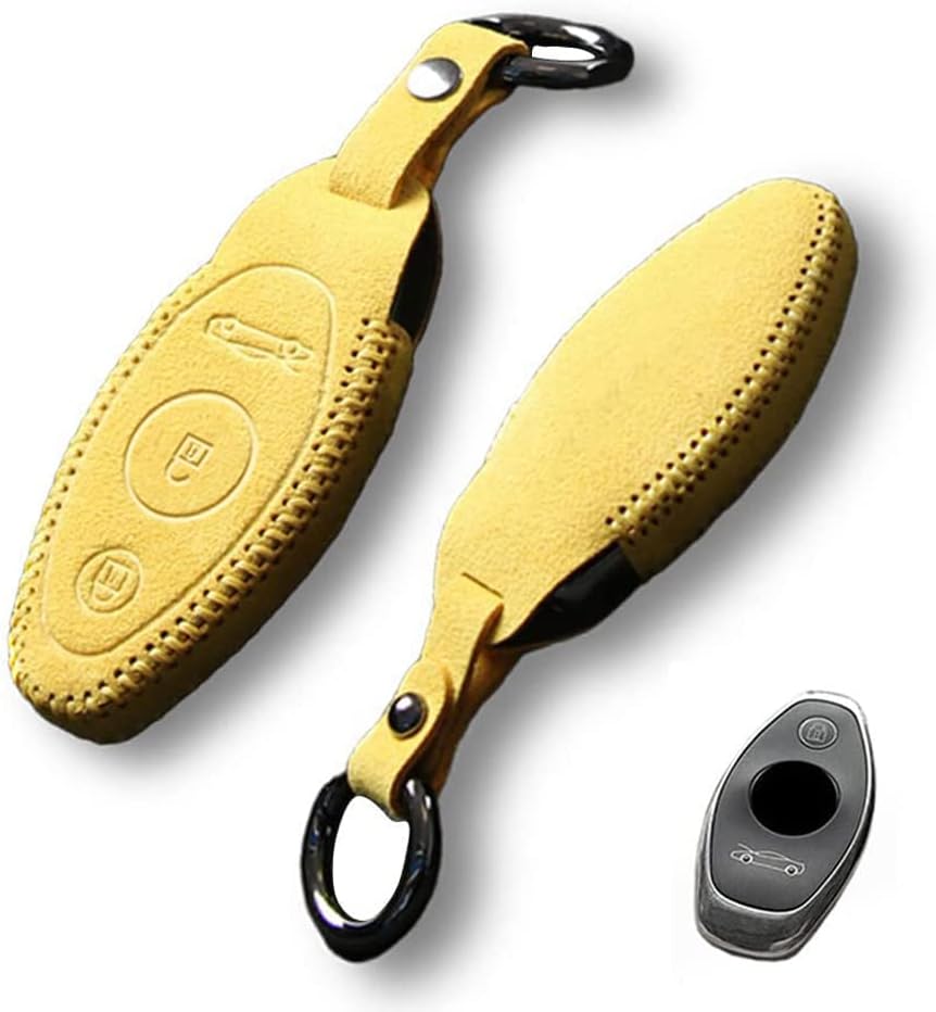 Luxury Suede Handmade Leather Key Fob Cover Case for McLaren 720S 570S 600LT 540C 570GT(Black with Red Line)