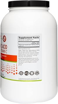 NutriBiotic Ascorbic Acid Vitamin C Powder, 5 Lb | Pharmaceutical Grade L-Ascorbic Acid, 2000 Mg Per Serving | Essential Immune & Antioxidant Collagen Support Supplement | Vegan, Gluten & GMO Free