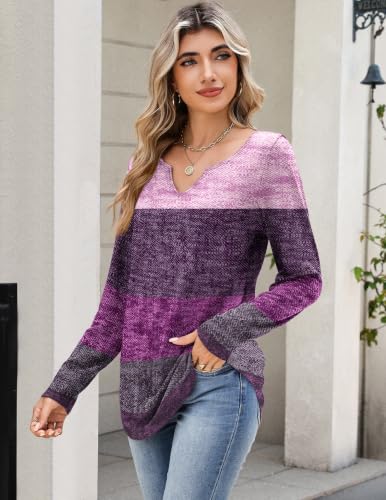 Image of Zeagoo Long Sleeve Shirts for Women Fall Tops Casual Dressy V Neck Blouses Boho Tunic Western Clothes Vacation Outfits