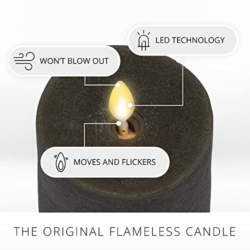Image of Luminara - Flameless LED Battery Operated Flickering Pillar Candles - Stone Grey - Pack of 1-3x4.5 - Realistic Moving Flame Real Wax Indoor /Outdoor