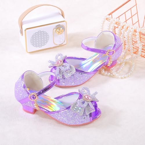 Girls Mary Jane Glitter Wedding Party Dress Shoes Princess Flower Strap Shoes4
