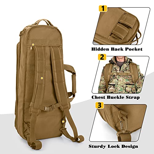 Goburos Tactical Rifle Bag Backpack Fits 28” Rifles, Soft Rifle Case With 3 Magazine Holders, Padded Shoulder Straps, Lockable Zipper And Molle System For Hunting And Shooting #TOP3