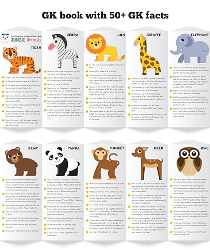 Image of Play Panda Magnetic Puzzles Jungle Animals 10 in 1 with 10 Magnetic Puzzles,Write&Wipe Magnetic Board,50+ GK Facts,Sketch Pen&Duster-Make Beautiful Magnetic Animals-Educational Toy for 3+