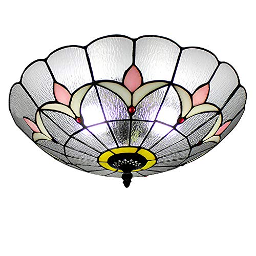 Baycheer Hl455292 Tiffany Flush Mount Light Glass Shade Ceiling Light Fixture Transparent Ceiling Mount Lighting For Bedroom, Kitchen Island, Corridor, Entry #TOP30