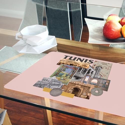 Sets de table souples liège napperons rose Tunis vintage grand format