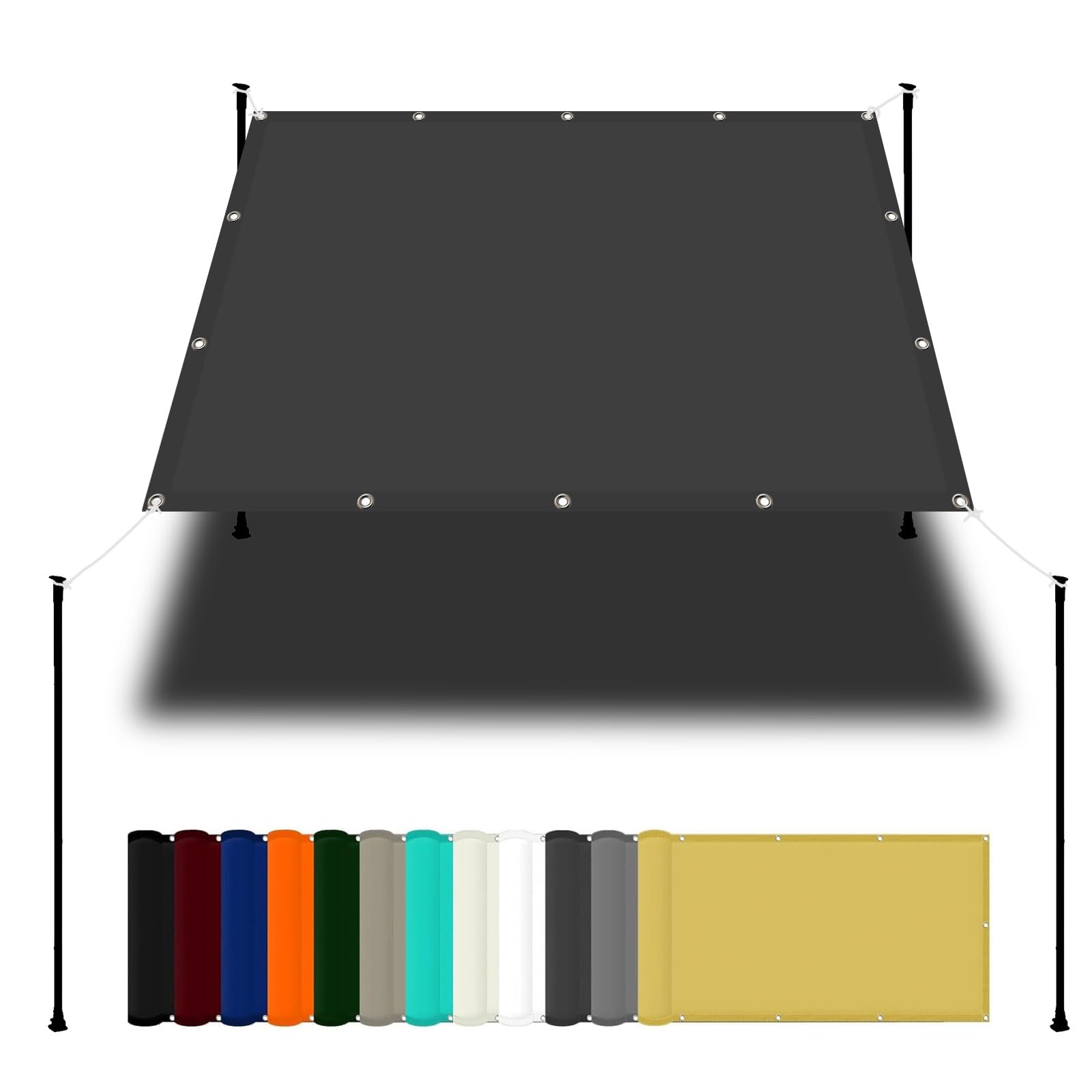 GLDYTVF Outdoor Pergola Canopy Replacement 3.6 x 8.5ft Waterproof Shade Sail with Grommets Dark Grey