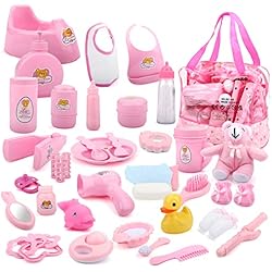 Ropa De Trabajo San Juan deAO Bolso de Maternidad Incluye 40 Accesorios para Muñecas Bebé Conjunto Infantil de Imitación para Jugar a ser Mamá y Papá