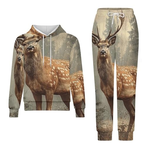 Boys Girls Clothes Outfits 2 Piece Long Sleeve Hoodie Pants Kid Sweatpants, Deer Vintage4