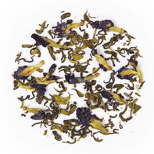 Image of ONELEAF Blue Pea Green Tea for Skin Glow & Digestion| Non-Bitter Butterfly Pea Loose Tea Tin| Helps in Stress Relieving| Refreshing Cool Beverage Iced Tea- 75gm Tin Container (Pack of 1)