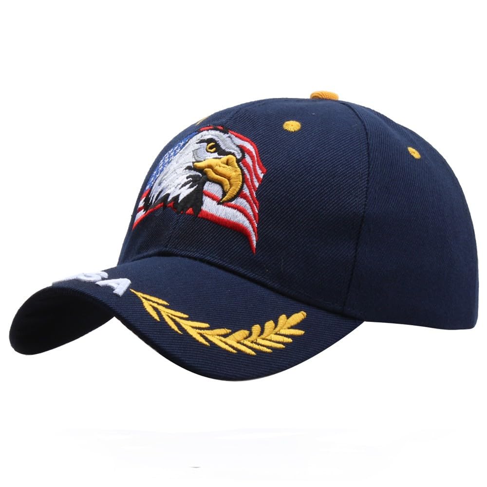 ZekdoiAmerican Flag Bald Eagle Hat USA Flag Embroidered Baseball Hat Adjustable Patriotic Baseball Caps for Men and Women