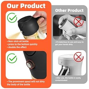16oz Oil Dispenser Bottle for Kitchen - 2 in 1 Olive Oil Dispenser and Oil Sprayer - 470ml Olive Oil Bottle - Oil Sprayer for Cooking, Kitchen, Salad, Barbecue Black 5