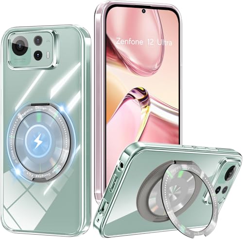 ASUS Zenfone 12 Ultra �P�[�X �N���A �����O 360°��]�X�^���h�@�\ zenfone 12 ultra �X�}�z�P�[�X �ϏՌ� Zenfone 12Ultra �J�o�[ ���^ �y�� ���� TPU �ԍڃz���_�[ �Ή� (�N���A)