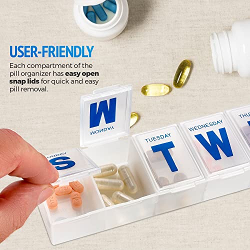 MEDca Weekly Pill Organizer, 7-Day Pill Planner Extra Large - Thumbnail 4
