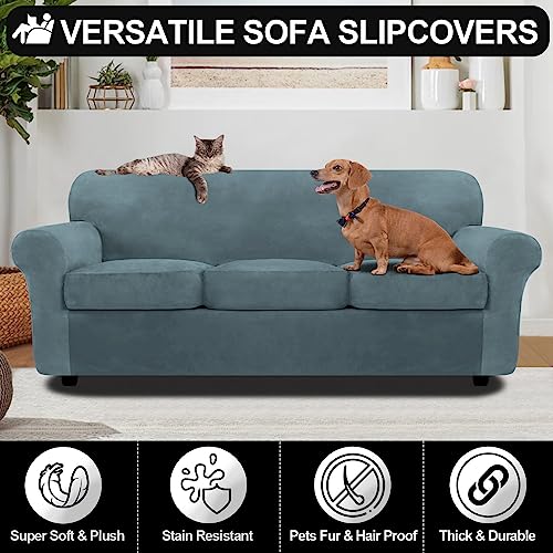 Festicorp HAS44-056 Velvet Sofa Cover, Couch Covers For 3 Cushion Couch Sofa Slipcovers thumb #3