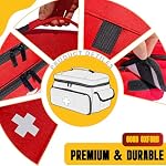 Small First Aid Bag Empty Medical Bag Red Pill Bottle Organizer Case, Portable Emergency Bag Travel Medicine Kit Storage 12" x 9" x 7" First Aid Box for Car, Home, Office, Dorm, Camping (Red)