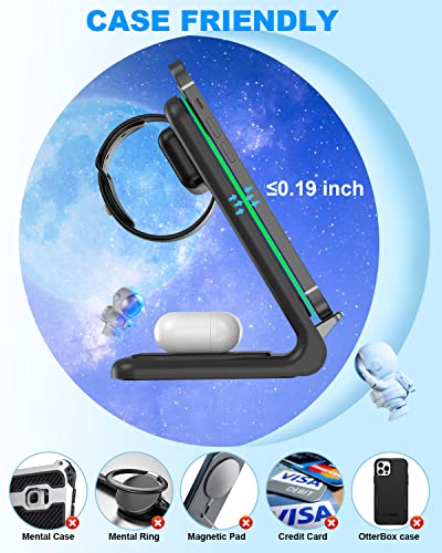Image of MGG 3 in 1 Wireless Charging Station for Apple: Wireless Charger Stand for iPhone 15 /14 /13 /12 /11 /SE /X /8 Pro Max Plus Mini, Charging Dock for Apple Watch Ultra /9 /SE /7 /6 /5 /4 /3, AirPods Pro 2 /3 /2