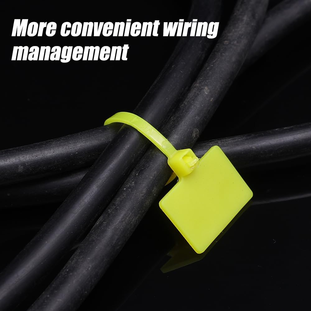 100PCS Self-Locking Zipper Cable Tie Waterproof Netting Marker Tag Nylon Label Markers Mesh Wire Management Cord Clip,11cm (yellow)