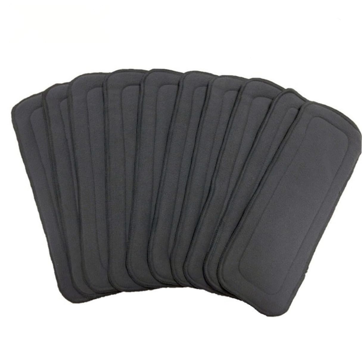 Gatuida Lot De 10 Doublures De Couches Lavables Pour Bébé En Fibre De Bambou Nano Charbon De Bois, Gris, 5 Couches, Absorbantes Et Réutilisables, Change Et Sorties Quotidiennes