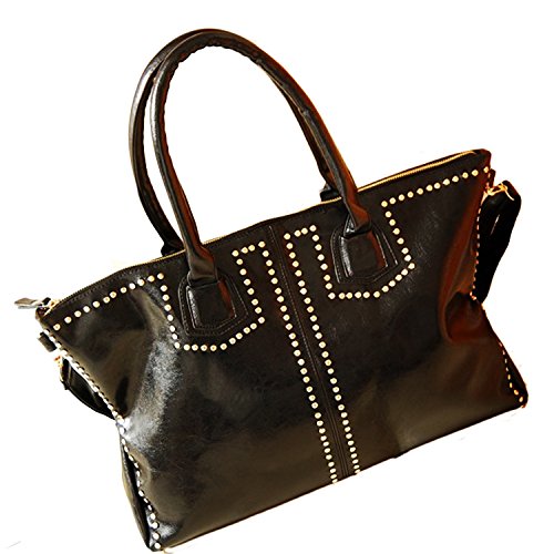 Sac d'école XXL unique Miya noir et or en cuir PU vintage